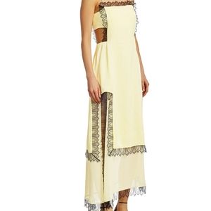 3.1 Philip Lim Yellow satin apron dress with lace